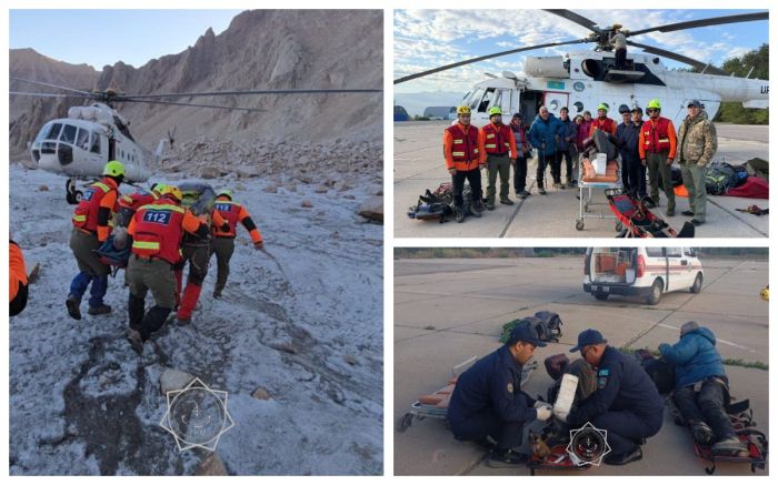Камнепад на пике Сатпаева: шестерых альпинистов сняли вертолётом с 4 300 м