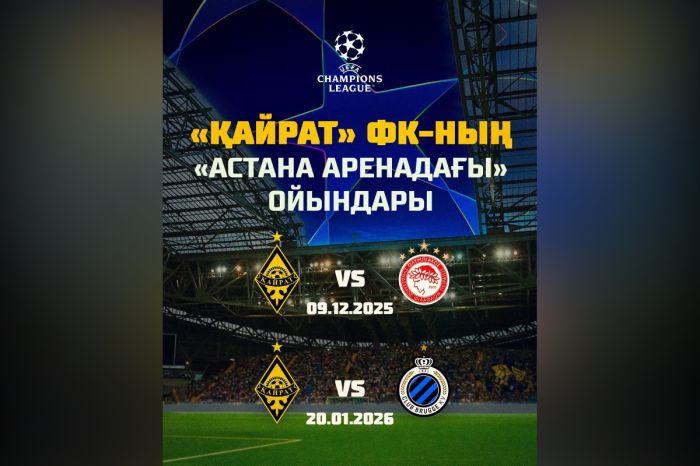 «Кайрат» перенес матчи с «Олимпиакосом» и «Брюгге» в Астану