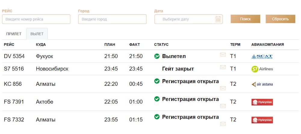табло вылетов аэропорта Астаны табло вылетов аэропорта Астаны