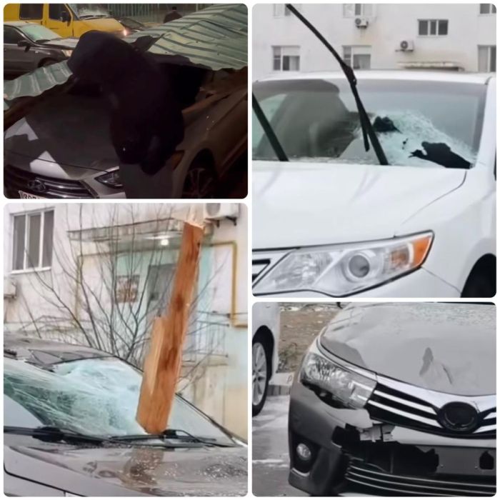 Пять автомобилей пострадали во время бурана в Атырау: кто возместит ущерб?