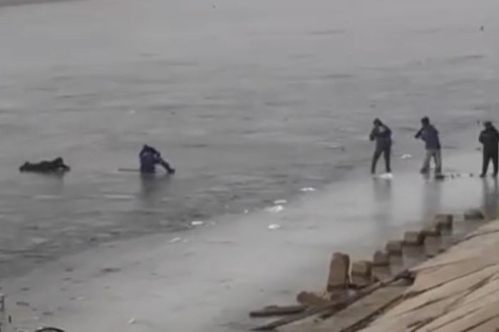 В Атырау рыбаки спасли человека, провалившегося под лёд