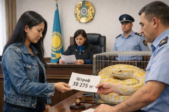 Жительницу Атырау оштрафовали за змею без документов
