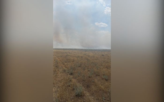 В Индерском районе горит степь