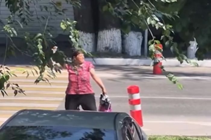 В Алматы женщина бросила камень в полицейскую машину и попыталась скрыться