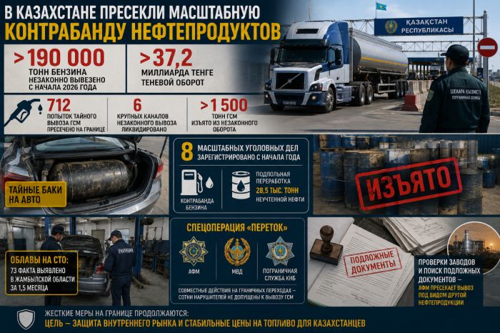 Теневой оборот на 37 миллиардов: в Казахстане выявили гигантскую схему контрабанды бензина