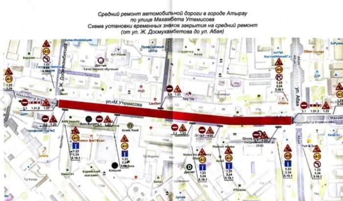 В Атырау на ремонт закрывают часть улицы Махамбета