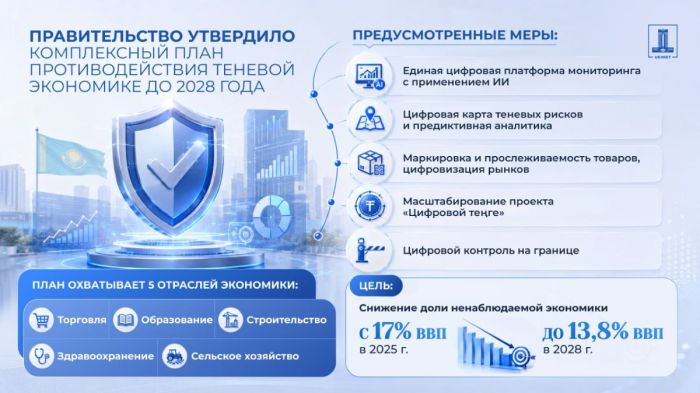 Теневую экономику в Казахстане хотят снизить до 13,8 процента ВВП