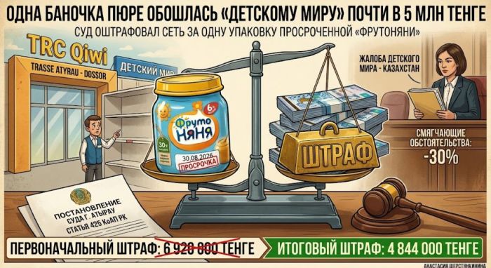 Одна баночка пюре обошлась «Детскому миру» в Атырау почти в 5 млн тенге