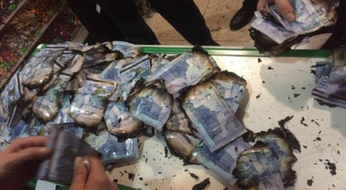 Фото обугленных купюр прокомментировали в ДВД Алматинской области