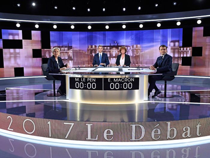 Французы стали свидетелями ожесточенных теледебатов Ле Пен и Макрона 