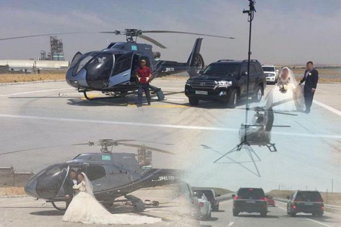 Молодожены из Шымкента выложили за час полета на вертолете полмиллиона тенге 