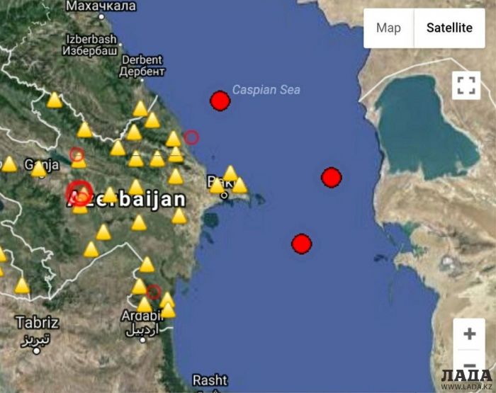 В Каспийском море за сутки произошло три землетрясения