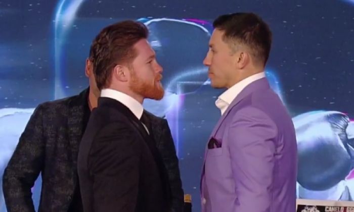 Головкин и Альварес провели первую дуэль взглядов перед реваншем