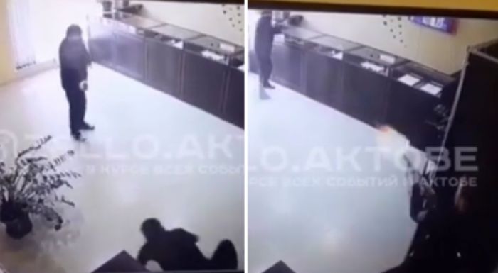 В Сети появилось видео перестрелки в актюбинском ломбарде 