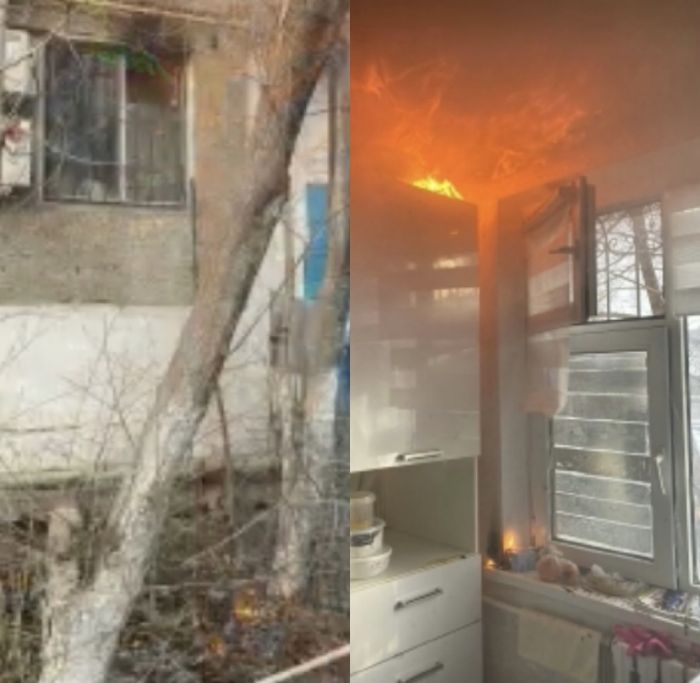 ​При пожаре в Атырау полицейские сработали как спасатели