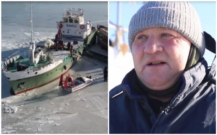 В ледяном плену: три недели сидит на мели судно с рыбой в Атырау 