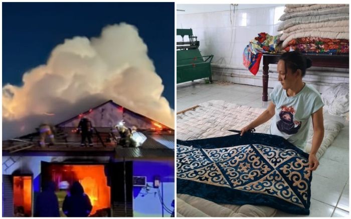 Кошмар народного предпринимателя: в Махамбете сгорел цех по переработке шерсти 