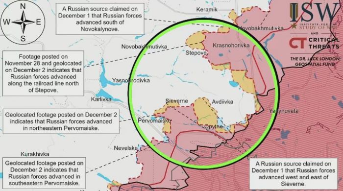 Российские войска продвинулись в нескольких местах возле Авдеевки – ISW